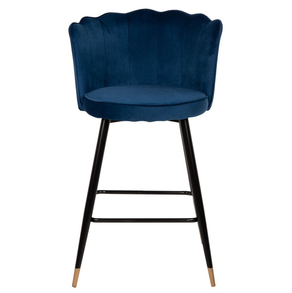 MITTELHOHER HOCKER VESNA AUS BLAUEM SAMT UND METALLGESTELL 50x50x90 cm