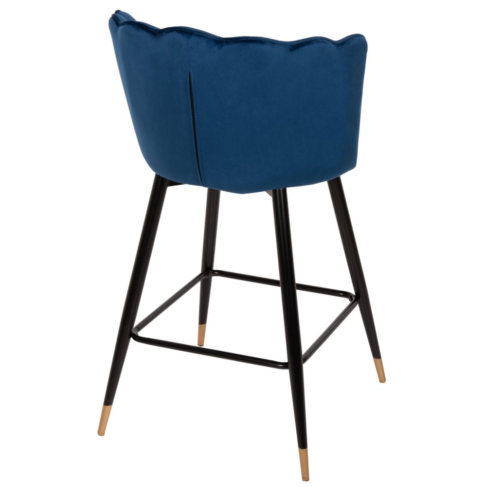MITTELHOHER HOCKER VESNA AUS BLAUEM SAMT UND METALLGESTELL 50x50x90 cm