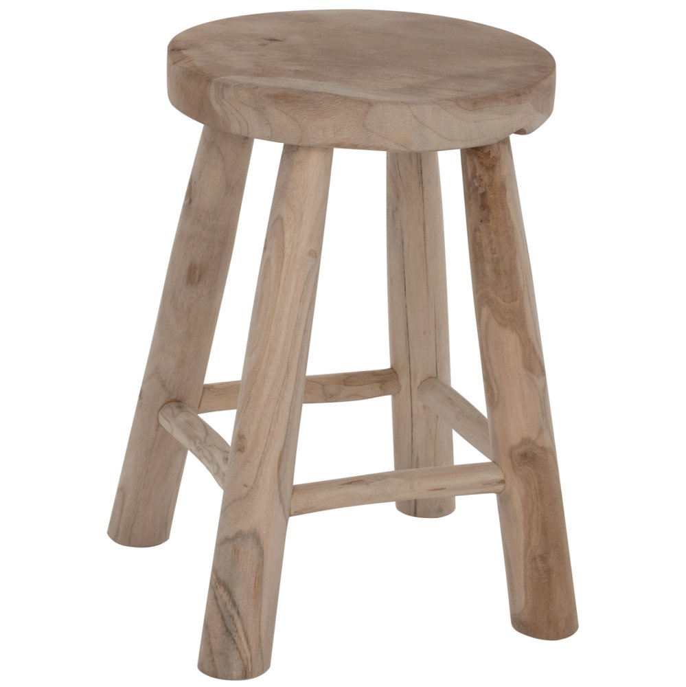 HOCKER KONT MASSIVES TEAK KURZ NATURAL Φ30Χ45Ηcm