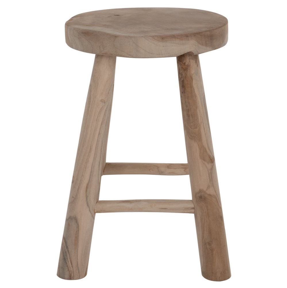 HOCKER KONT MASSIVES TEAK KURZ NATURAL Φ30Χ45Ηcm