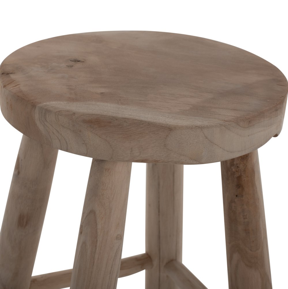 HOCKER KONT MASSIVES TEAK KURZ NATURAL Φ30Χ45Ηcm
