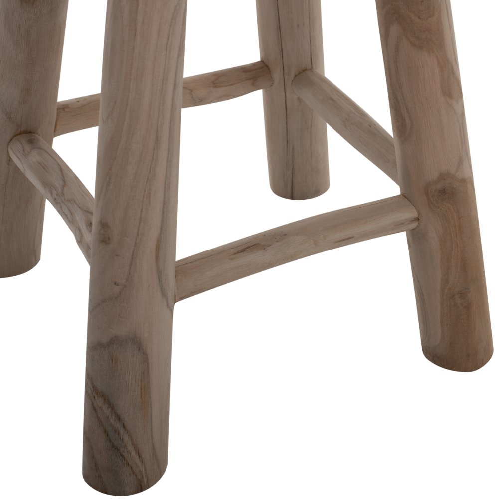 HOCKER KONT MASSIVES TEAK KURZ NATURAL Φ30Χ45Ηcm