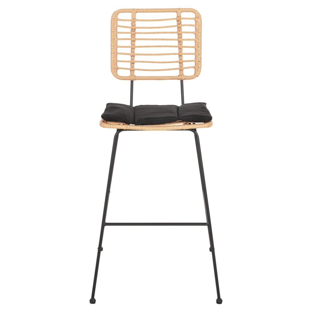 Barhocker Allegra aus Metall & KISSEN SCHWARZ-WEIDENBEIGE 56x59x116,5cm