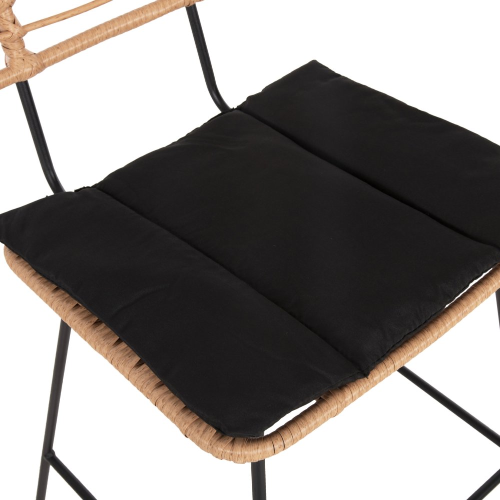Barhocker Allegra aus Metall & KISSEN SCHWARZ-WEIDENBEIGE 56x59x116,5cm
