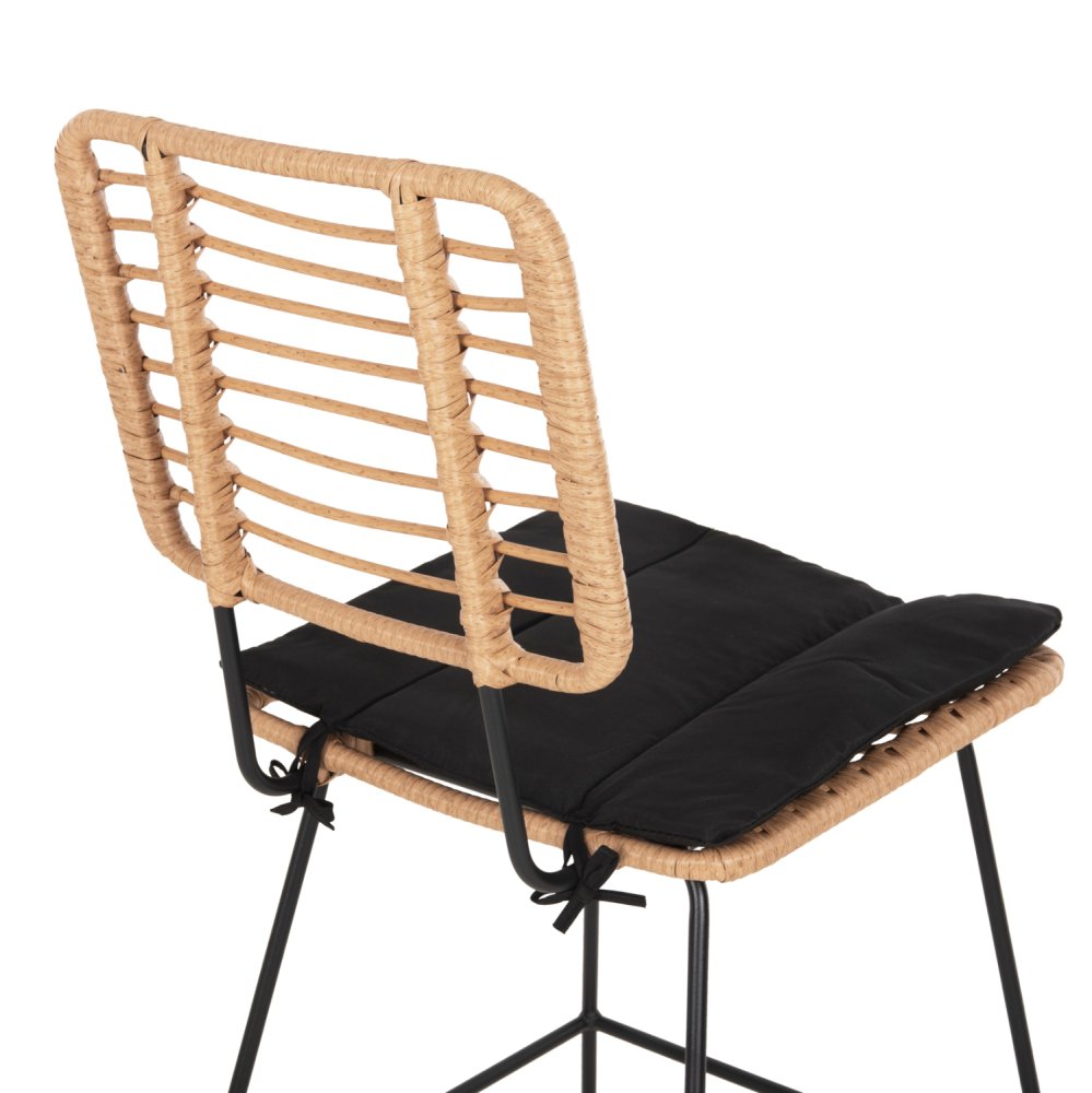 Barhocker Allegra aus Metall & KISSEN SCHWARZ-WEIDENBEIGE 56x59x116,5cm