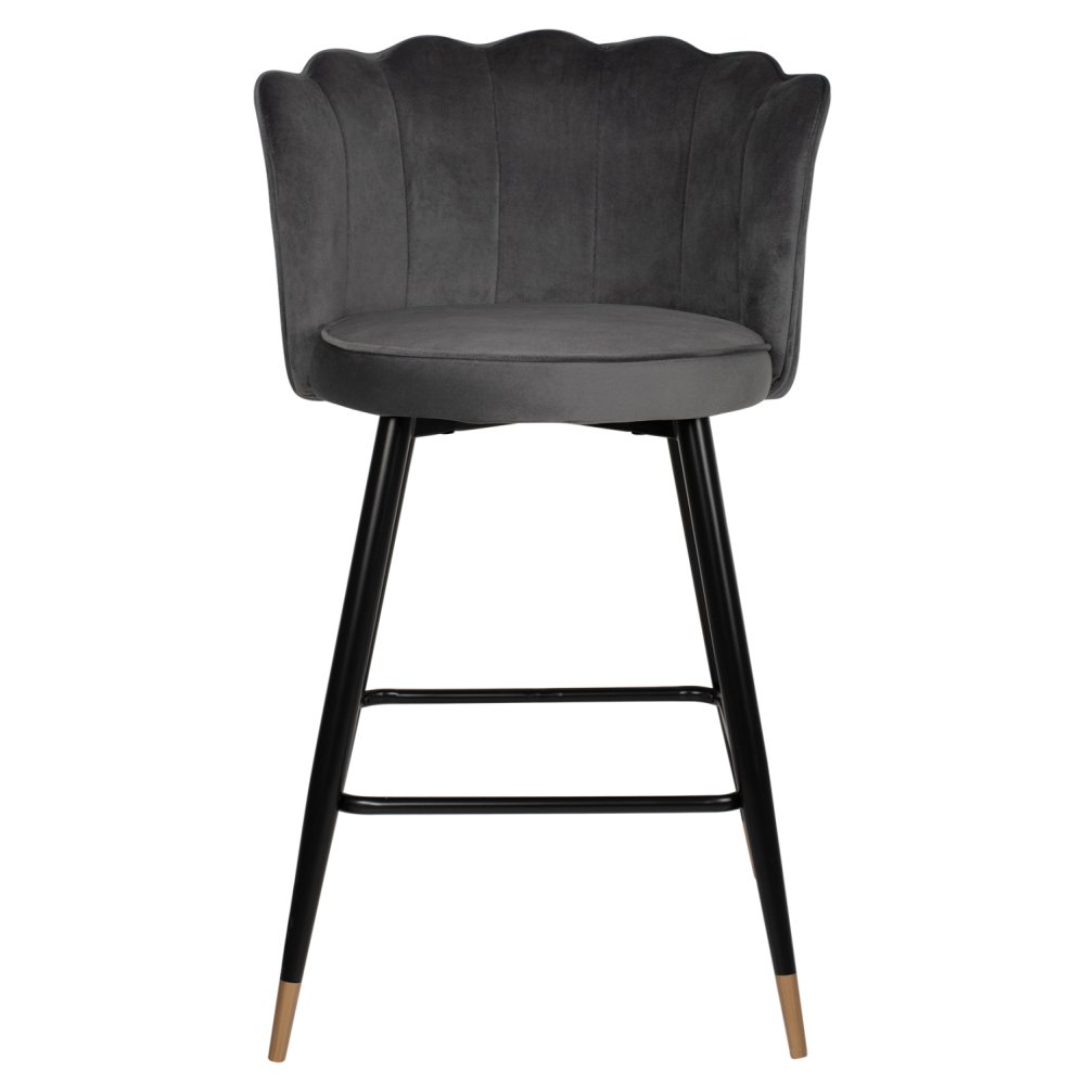 MITTELHOHER HOCKER VESNA AUS GRAUEM SAMT UND METALLGESTELL 50x50x90 cm