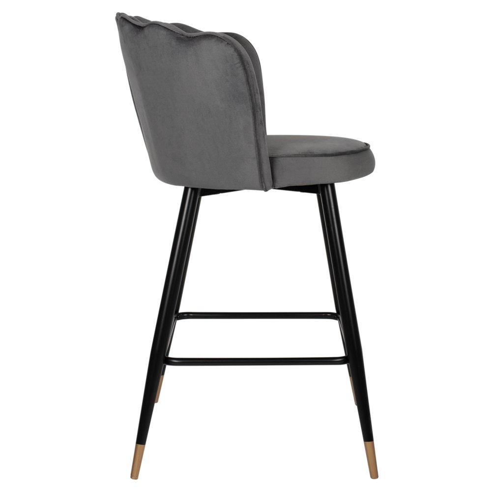 MITTELHOHER HOCKER VESNA AUS GRAUEM SAMT UND METALLGESTELL 50x50x90 cm