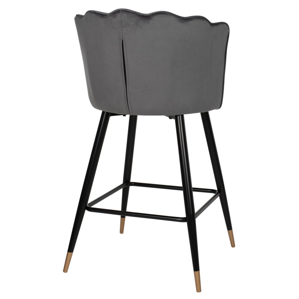 MITTELHOHER HOCKER VESNA AUS GRAUEM SAMT UND METALLGESTELL 50x50x90 cm