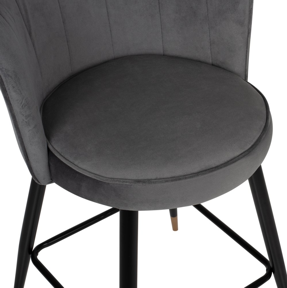 MITTELHOHER HOCKER VESNA AUS GRAUEM SAMT UND METALLGESTELL 50x50x90 cm