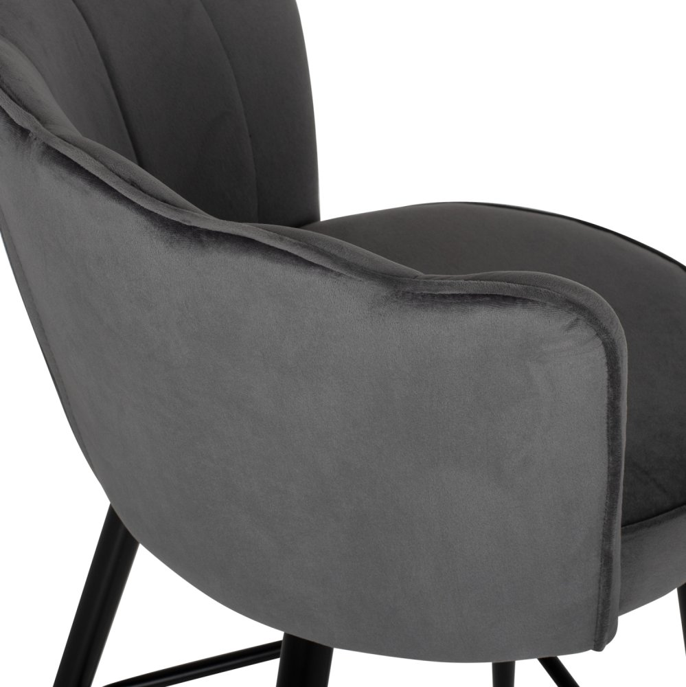 MITTELHOHER HOCKER VESNA AUS GRAUEM SAMT UND METALLGESTELL 50x50x90 cm