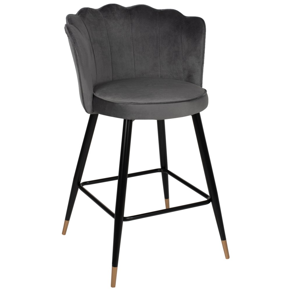 MITTELHOHER HOCKER VESNA AUS GRAUEM SAMT UND METALLGESTELL 50x50x90 cm