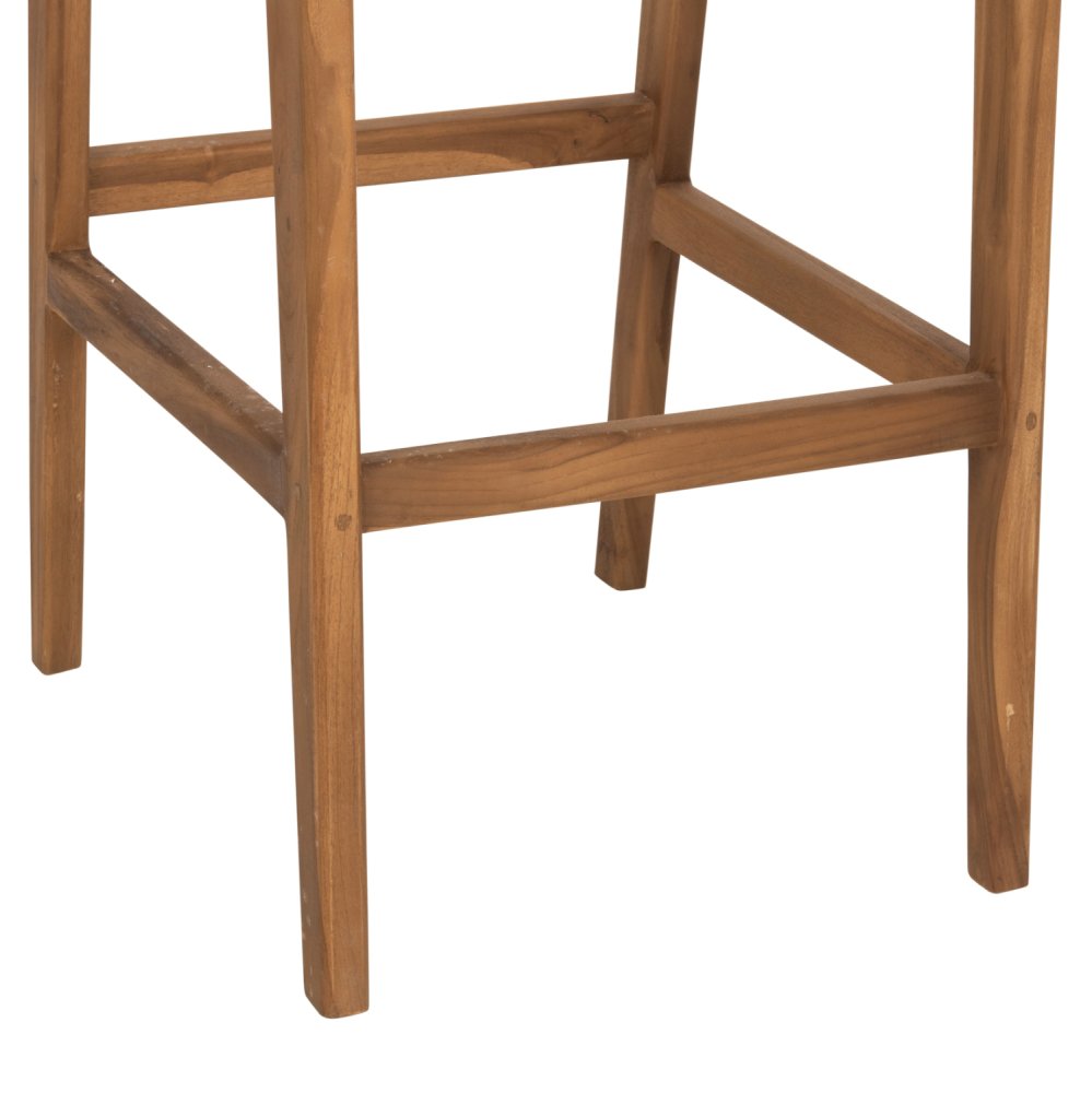 BAR STOOL WITH BACKREST TELLY TEAK WOOD IN NATURAL-BEIGE ROPE 45x57x110Hcm