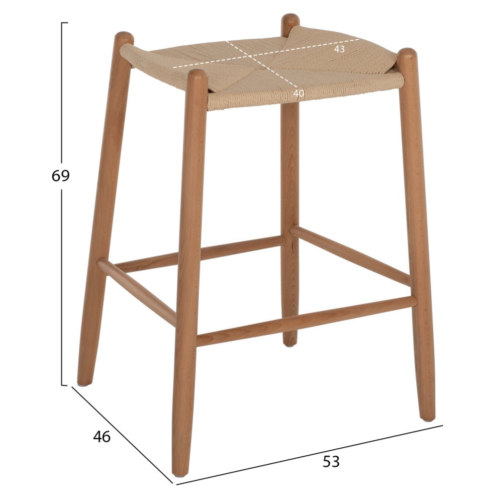 MITTELHOHER BARHOCKER STRANDSEIL 53X46X69 cm