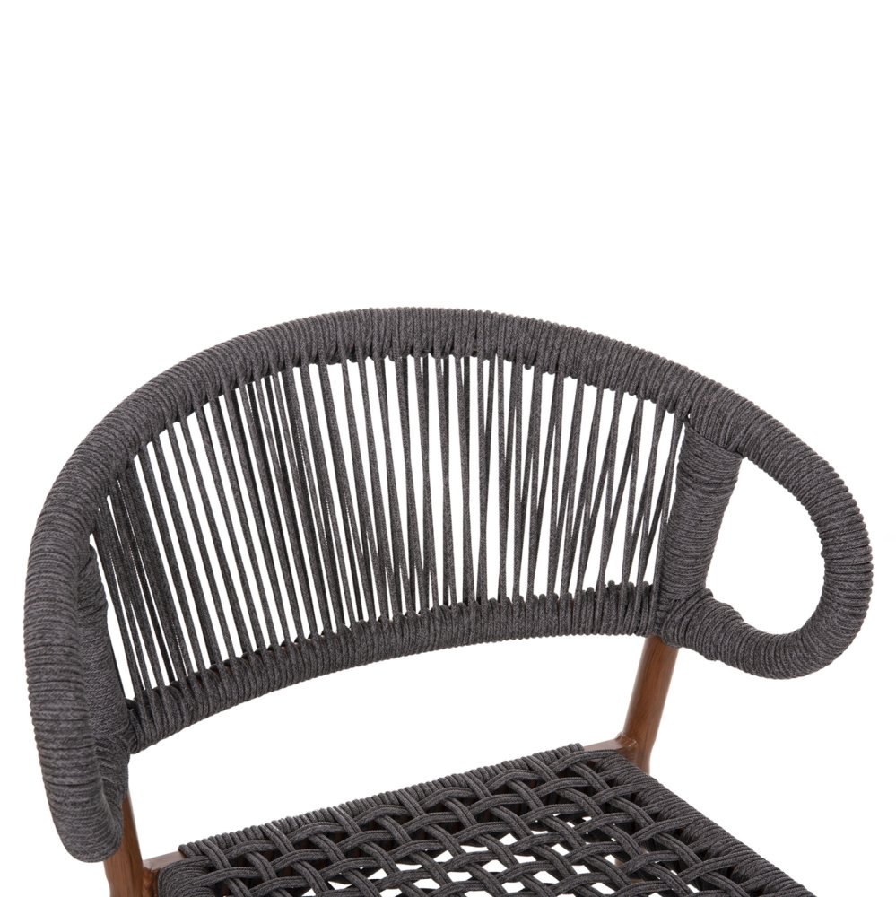 Barhocker mittlere Höhe EULO Aluminium in Walnuss-Kunstrattan in Grau 60x60x99Hcm