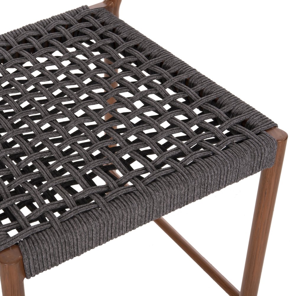 Barhocker mittlere Höhe EULO Aluminium in Walnuss-Kunstrattan in Grau 60x60x99Hcm