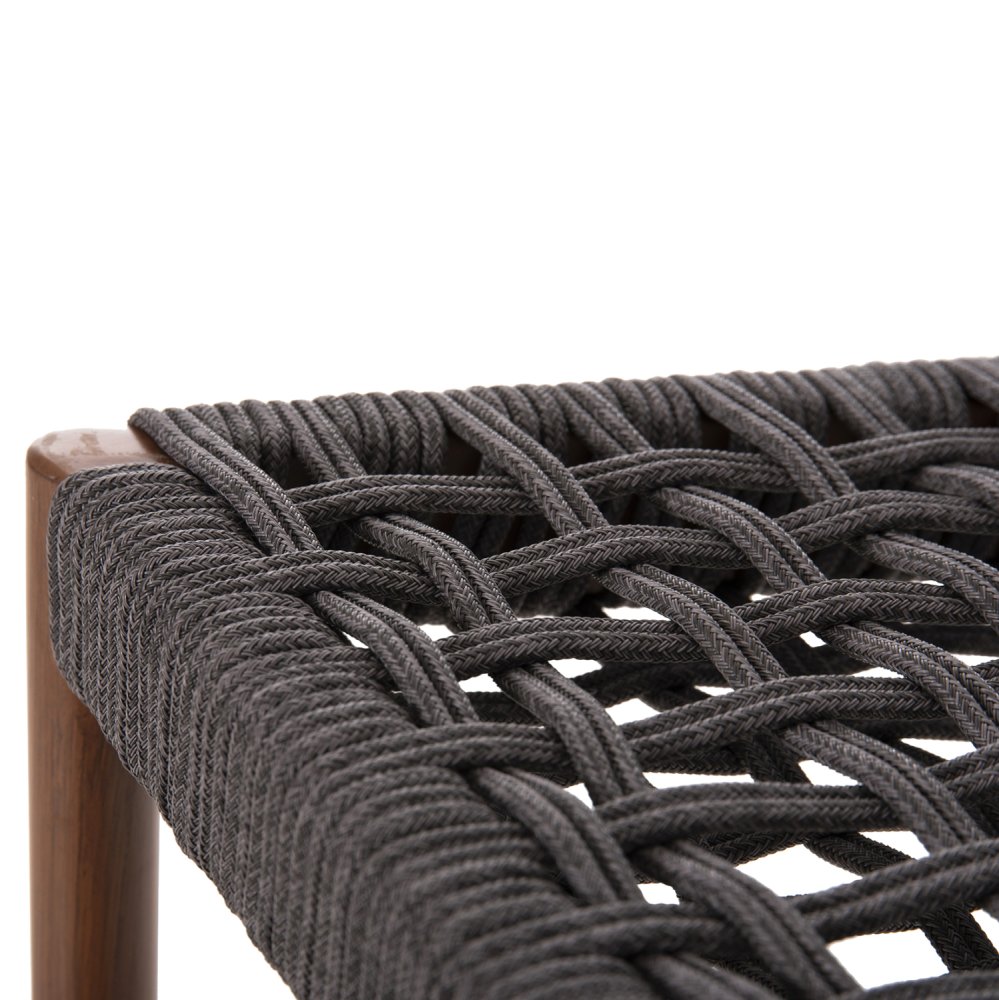 Barhocker mittlere Höhe EULO Aluminium in Walnuss-Kunstrattan in Grau 60x60x99Hcm