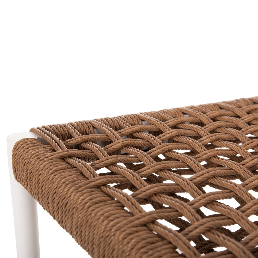 Barhocker mittlere Höhe EULO Aluminium in Walnuss-Kunstrattan in Weiß 60x60x99Hcm