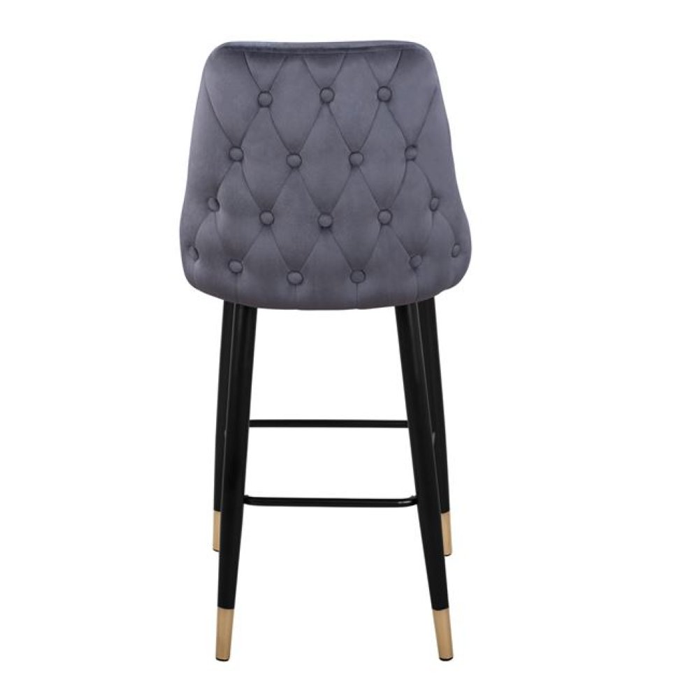 Bar stool Serenity with velvet fabric in gray