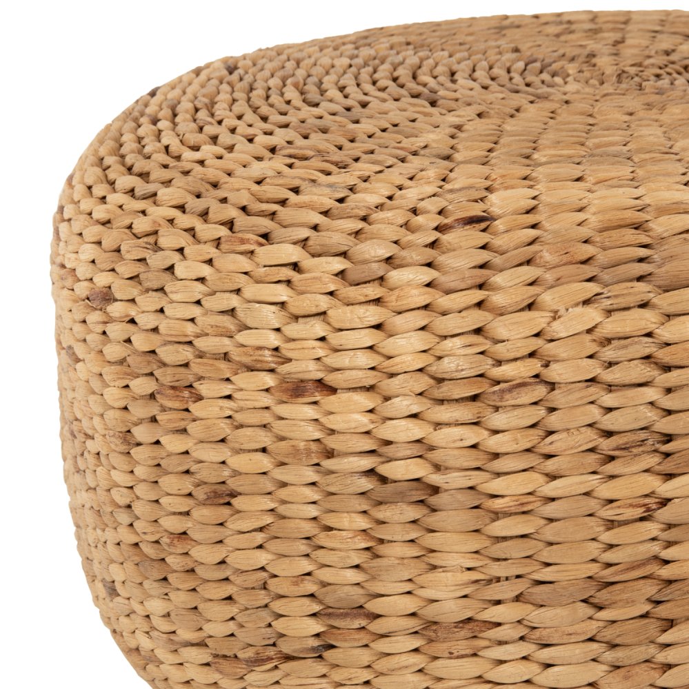 HOCKER-POUF ARONI AUS HYDROHYACINTH IN NATÜRLICHER FARBE Φ62x32Hcm