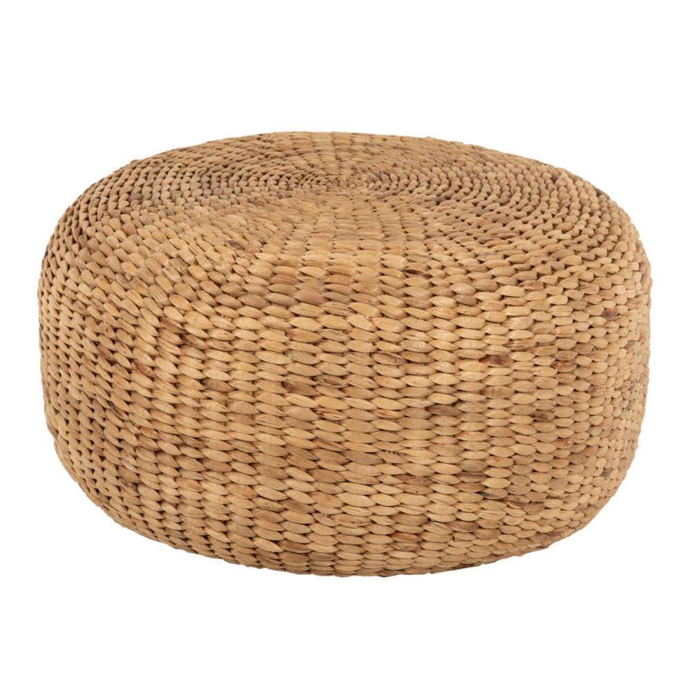 HOCKER-POUF ARONI AUS HYDROHYACINTH IN NATÜRLICHER FARBE Φ62x32Hcm