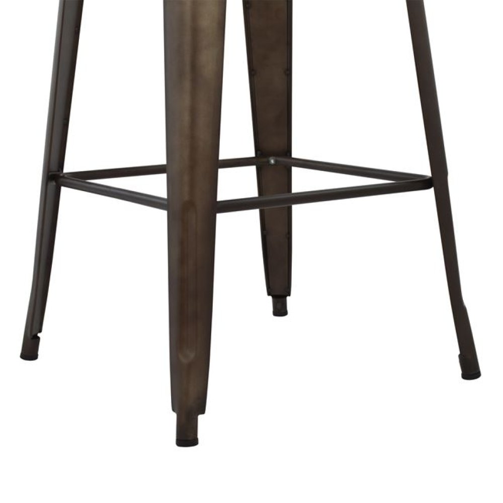 Metallic table in rusty and wood color 60x60x102cm