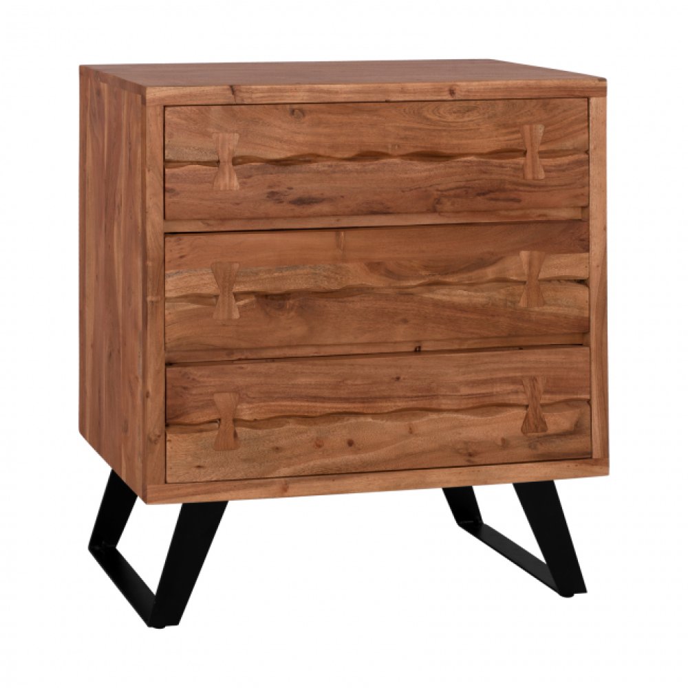 Schubladenschrank Fansi aus massivem Akazienholz 80 x 35,5 x 86,5 cm | Baumstamm Möbel