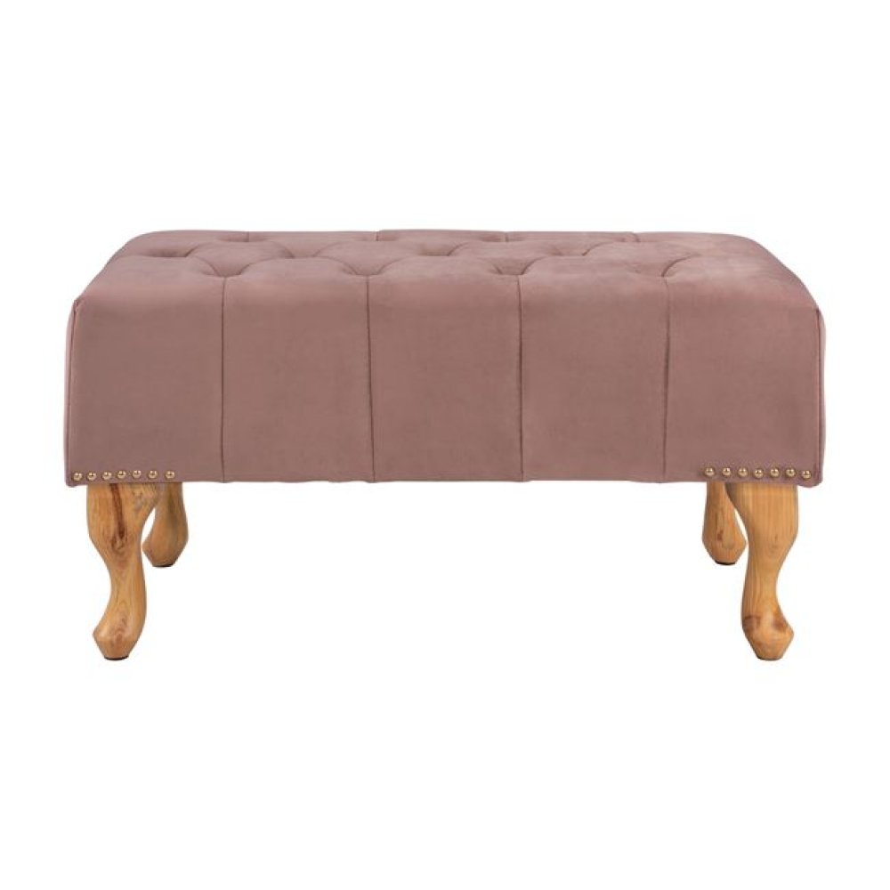 Chesterfield Sitzbank EMMA aus Samt und Holzbeinen | In Rosé
