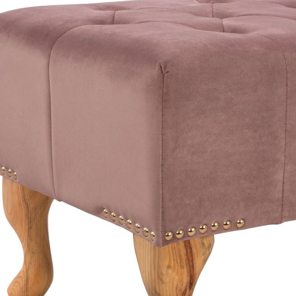 Chesterfield Sitzbank EMMA aus Samt und Holzbeinen | In Rosé