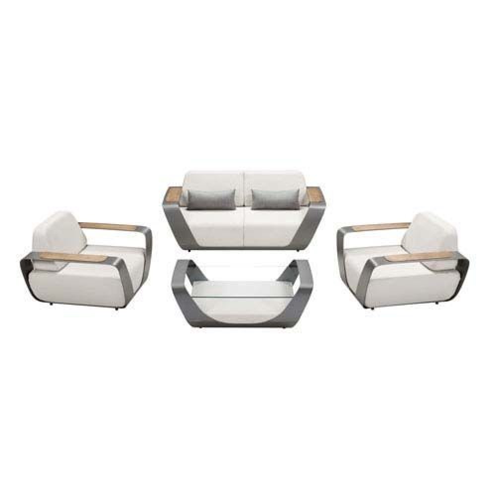 Σετ σαλονιού εξωτερικού χώρου "Onda" 4 τεμαχίων από λευκό απομίμηση δέρματος