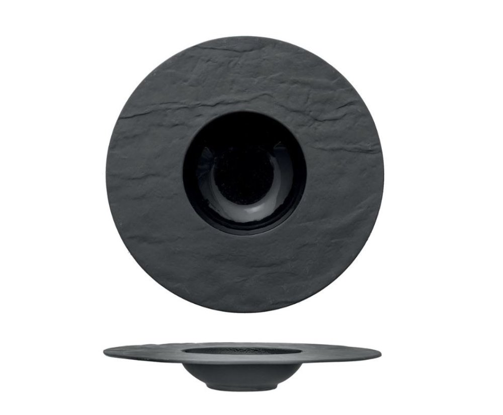 Pasta Teller aus Porzellan, 28 cm (Ø 12,5 cm), schwarz, PIETRA EFFETO, M1934, 2 SET