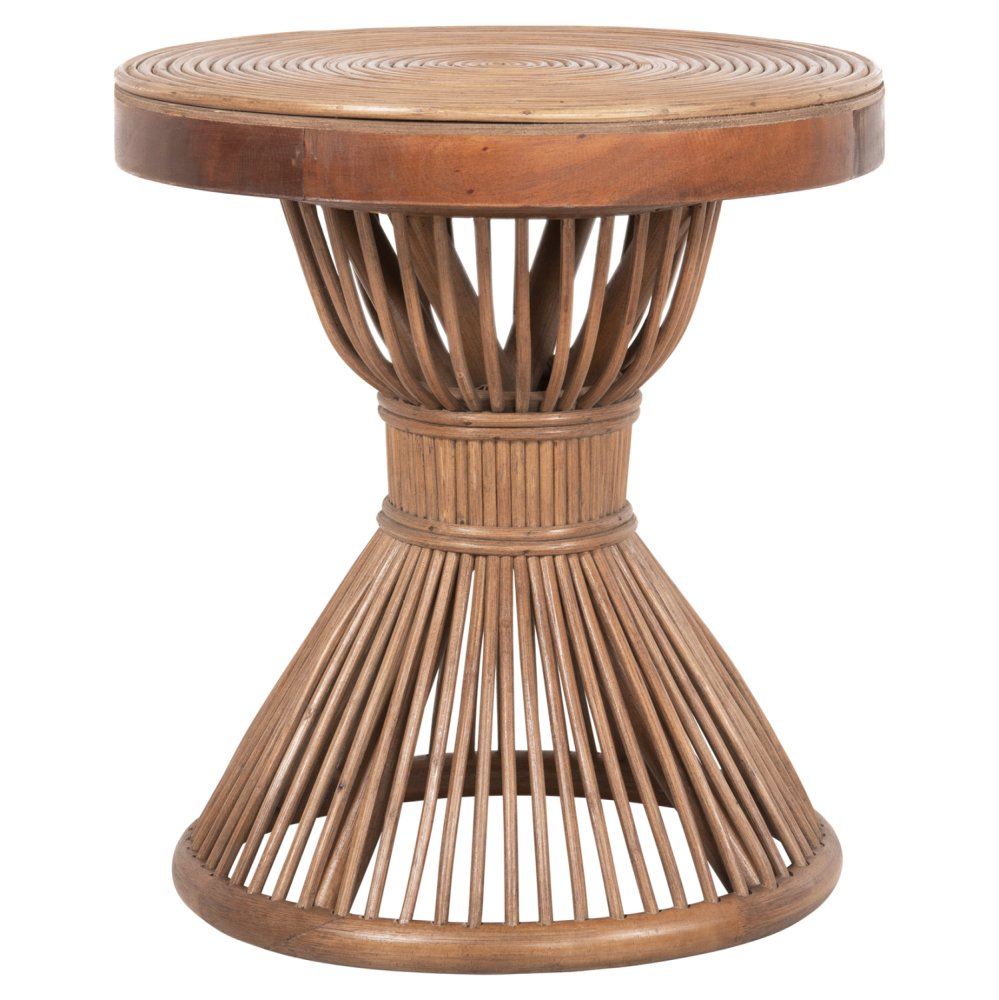 BEISTELLTISCH NATÜRLICHES RATTAN IN BRAUN FARBE Φ40x45,5cm