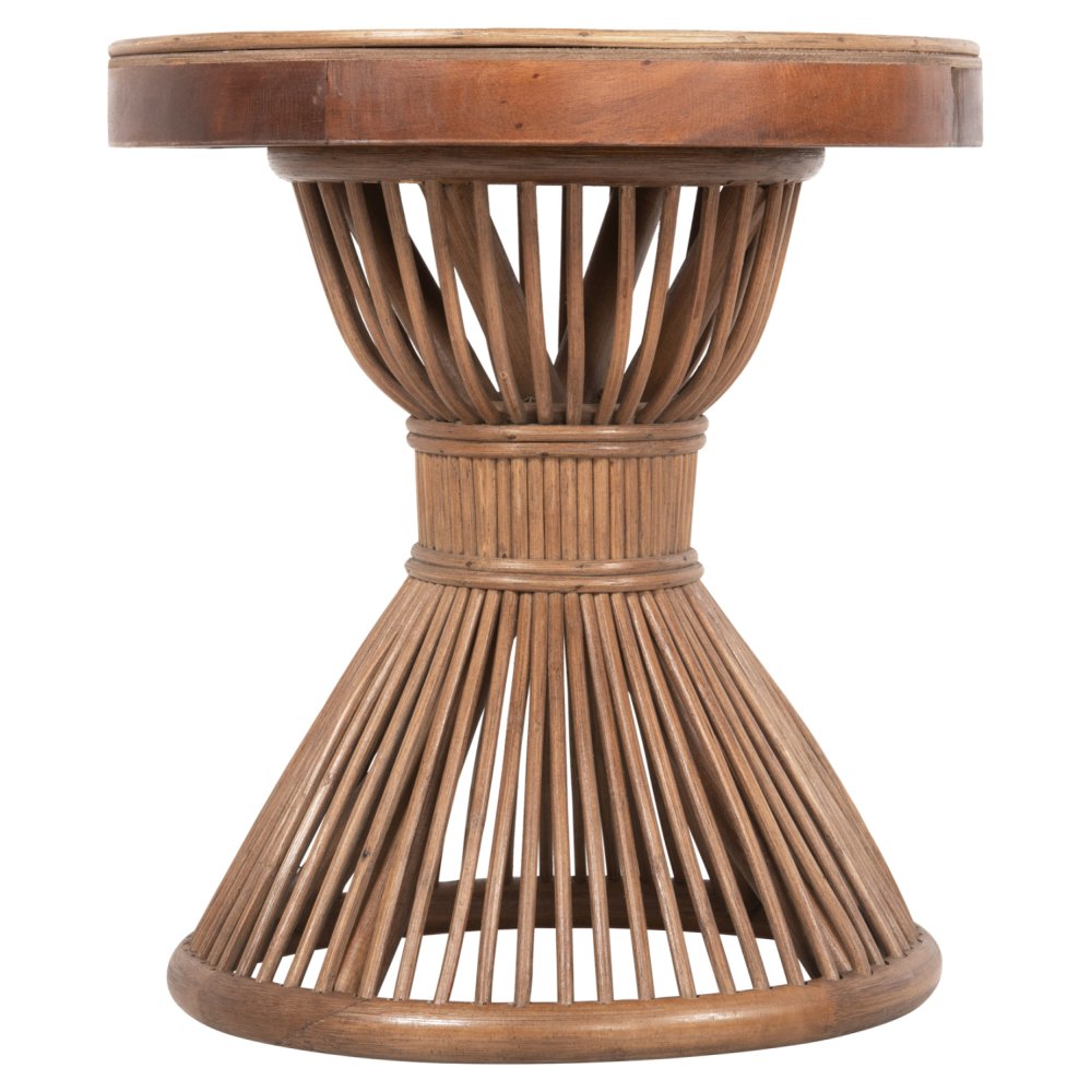 BEISTELLTISCH NATÜRLICHES RATTAN IN BRAUN FARBE Φ40x45,5cm