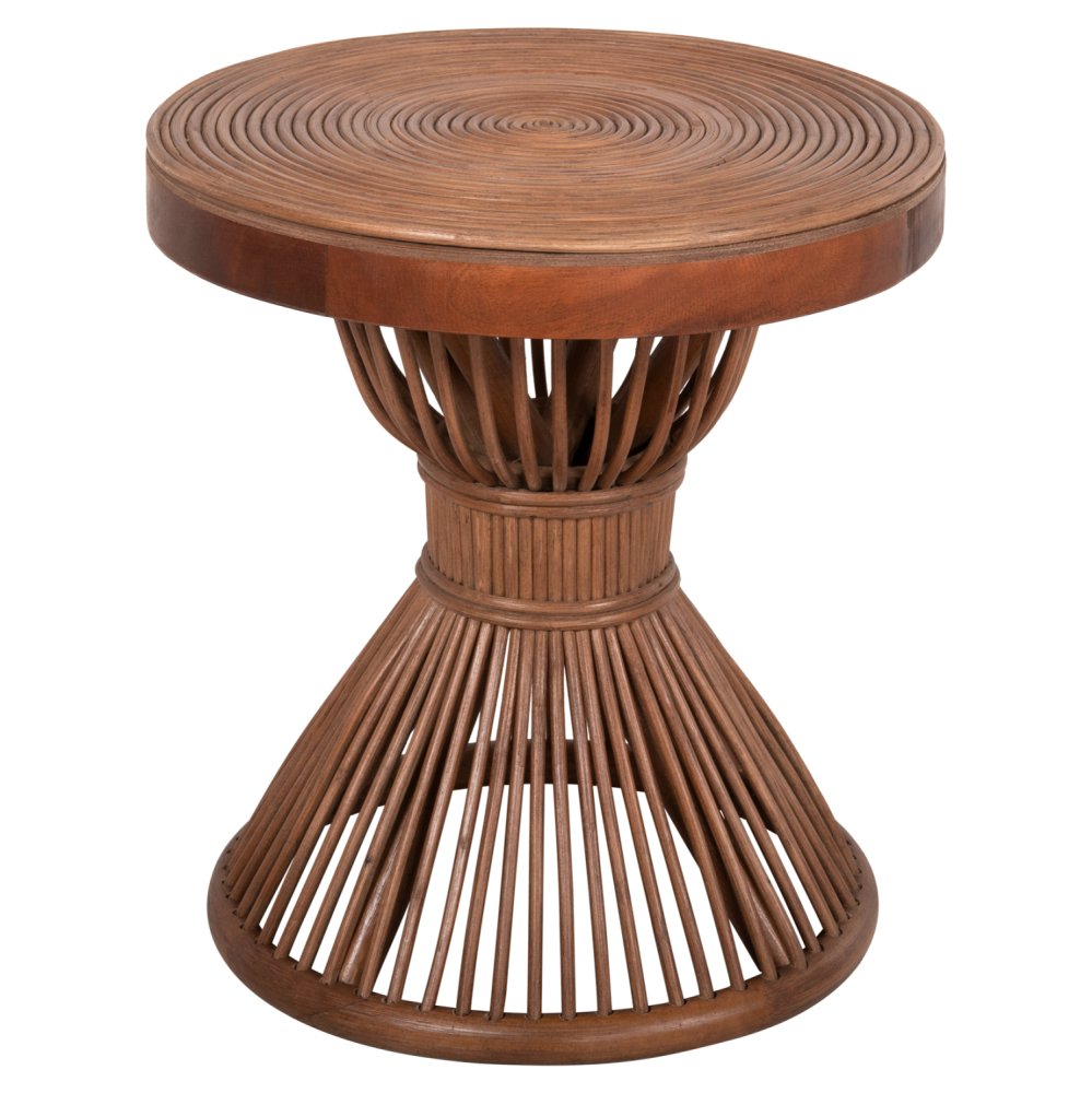 BEISTELLTISCH NATÜRLICHES RATTAN IN BRAUN FARBE Φ40x45,5cm