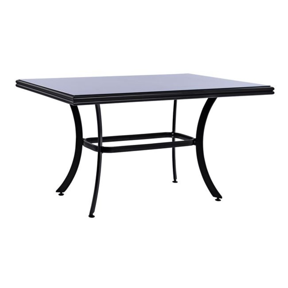 Outdoor-Tisch aus Aluminium in Bambusoptik in schwarz 150x90x78 cm.