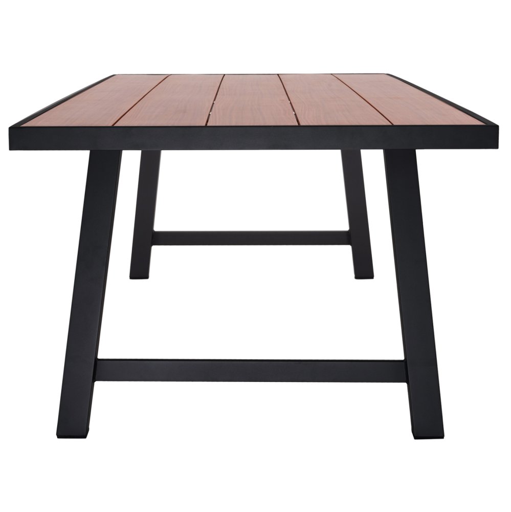 OUTDOOR-ALUMINIUMTISCH GOBAR ANTHRAZIT MIT HOLZÄHNLICHER TISCHPLATTE 240Χ105Χ75Hcm