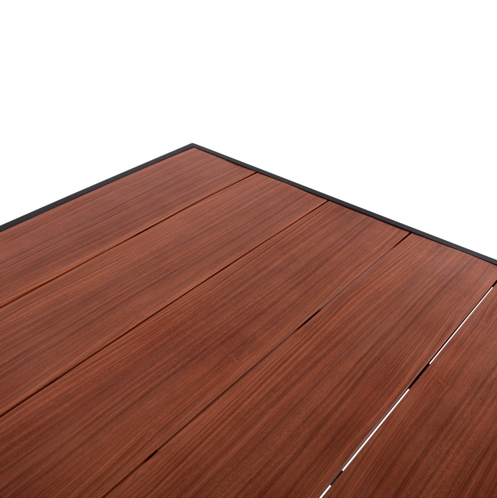 OUTDOOR-ALUMINIUMTISCH GOBAR ANTHRAZIT MIT HOLZÄHNLICHER TISCHPLATTE 240Χ105Χ75Hcm
