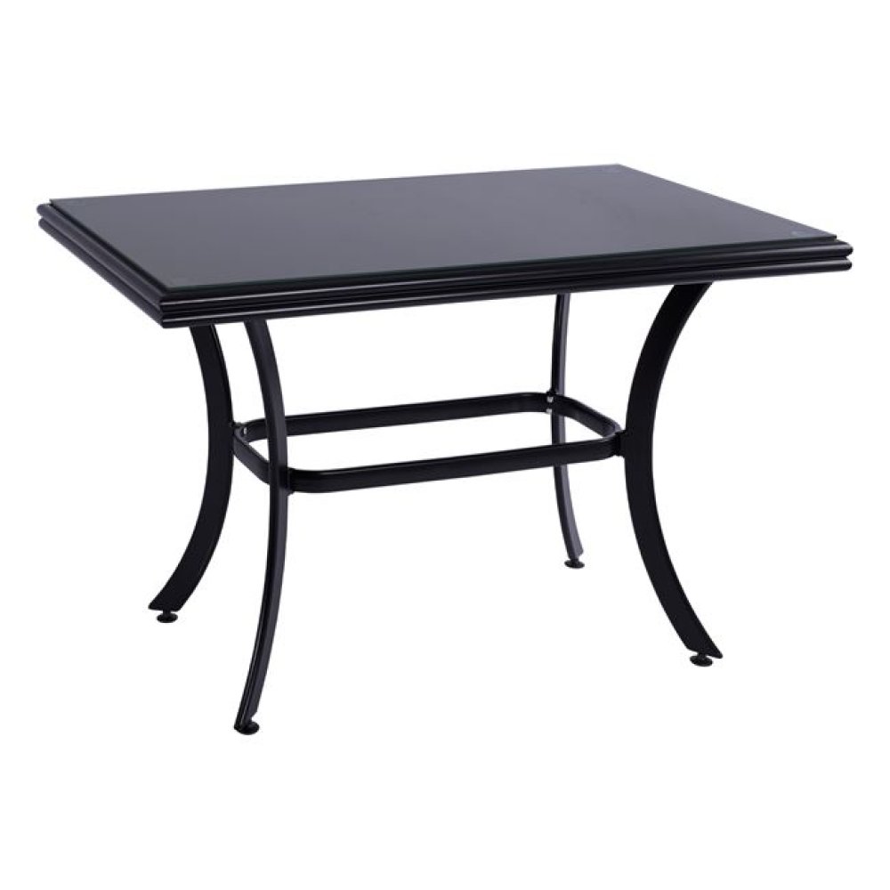 Outdoor-Tisch aus Aluminium in Bambusoptik in schwarz 120x70x78 cm.
