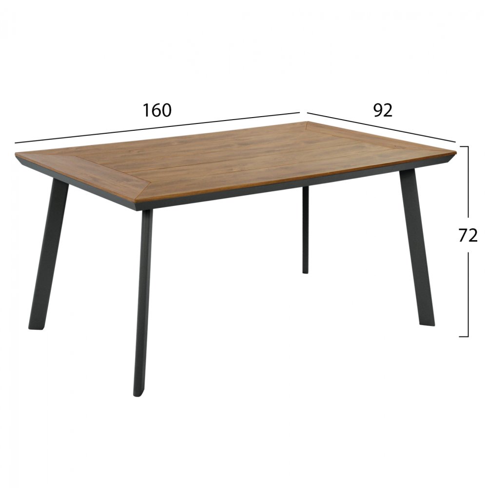 Aluminiumtisch mit Polywood in grau 160x92x72