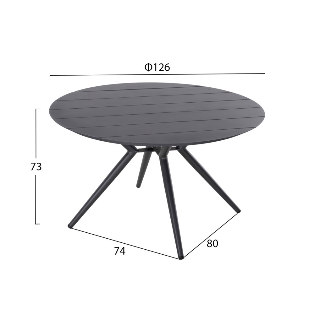 Runder Gartentisch, höher, ANTHRAZIT, ALUMINIUM, Φ126Χ73Hcm