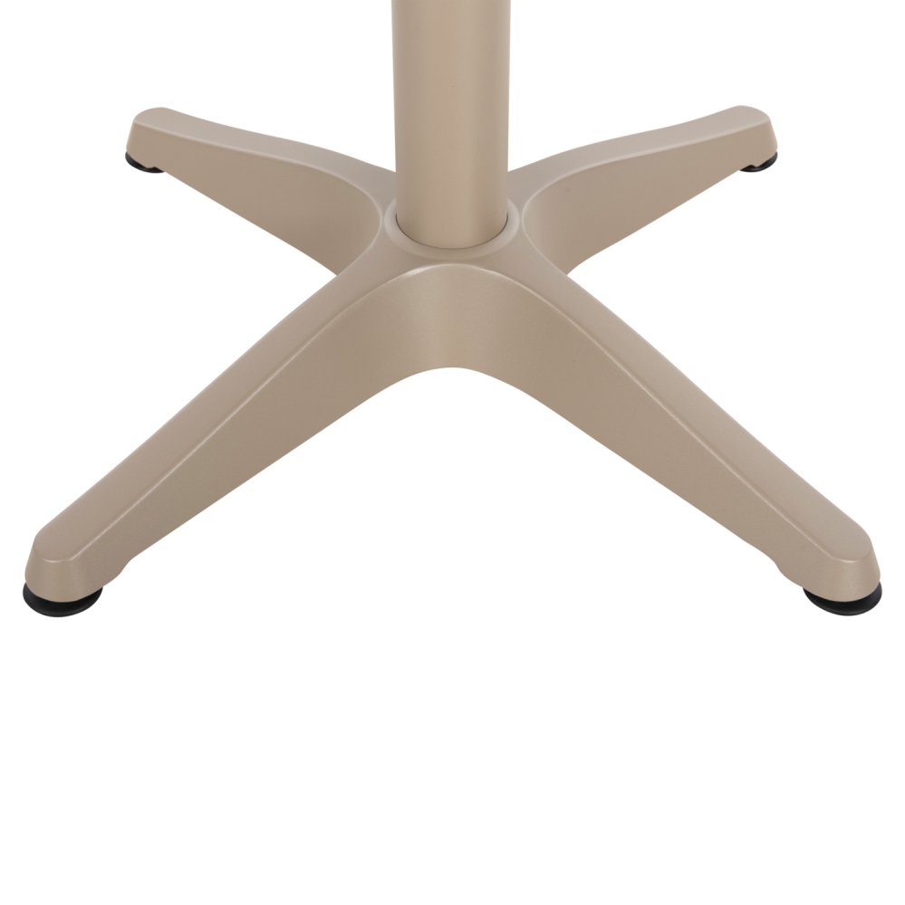 RUNDER ALUMINIUMTISCH CHAMPAGNER FARBE-POLYWOOD-TOP IN NATURFARBE Φ60x73Hcm