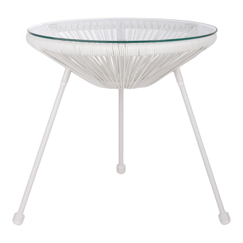 ALLEGRA BEISTELLTISCH PROFESSIONELL. METALL WEISS RATTAN WEISS Φ47x45cm