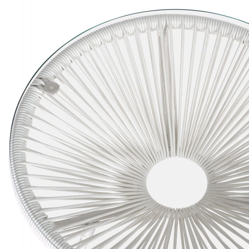 ALLEGRA BEISTELLTISCH PROFESSIONELL. METALL WEISS RATTAN WEISS Φ47x45cm