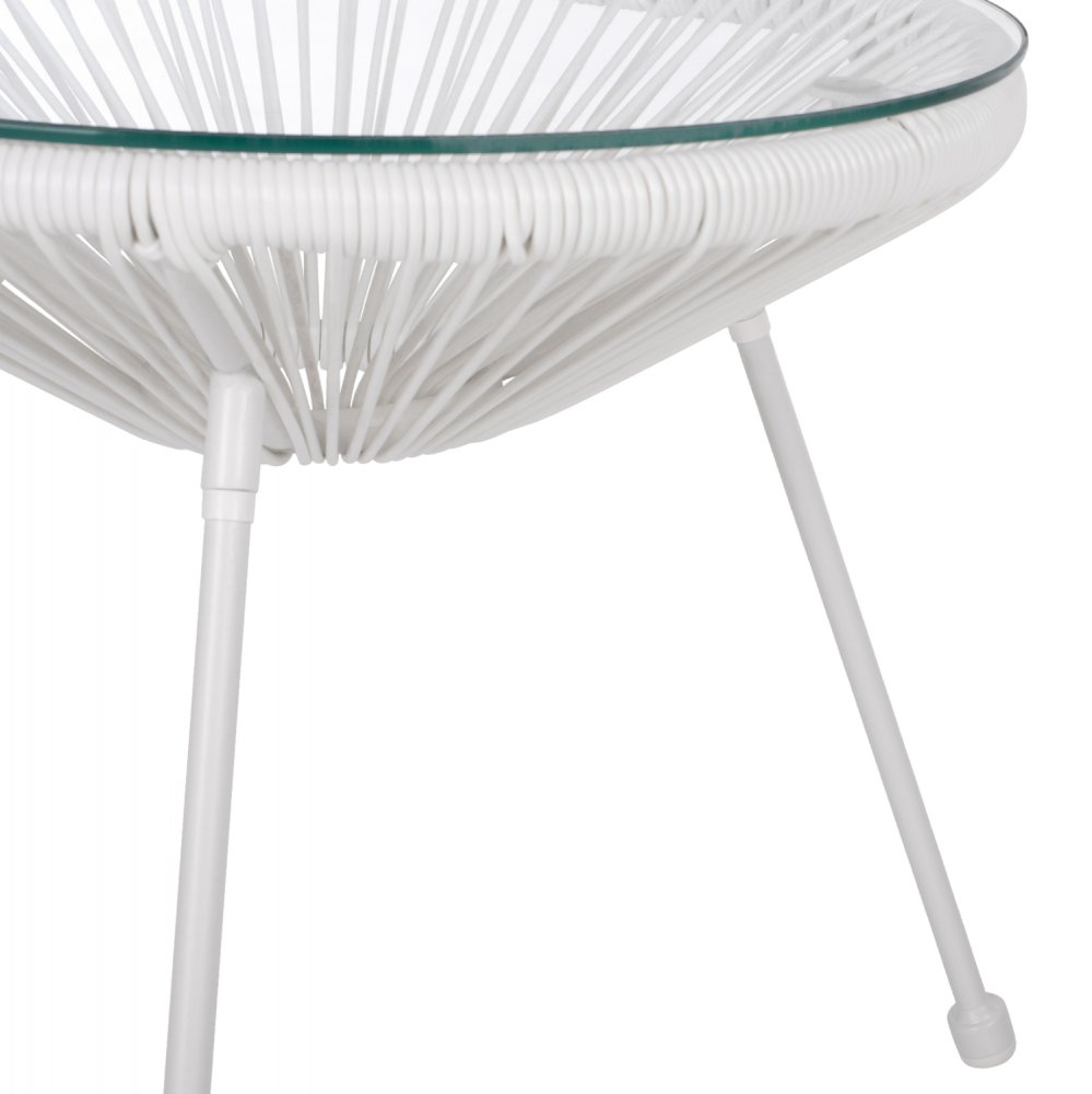 ALLEGRA BEISTELLTISCH PROFESSIONELL. METALL WEISS RATTAN WEISS Φ47x45cm