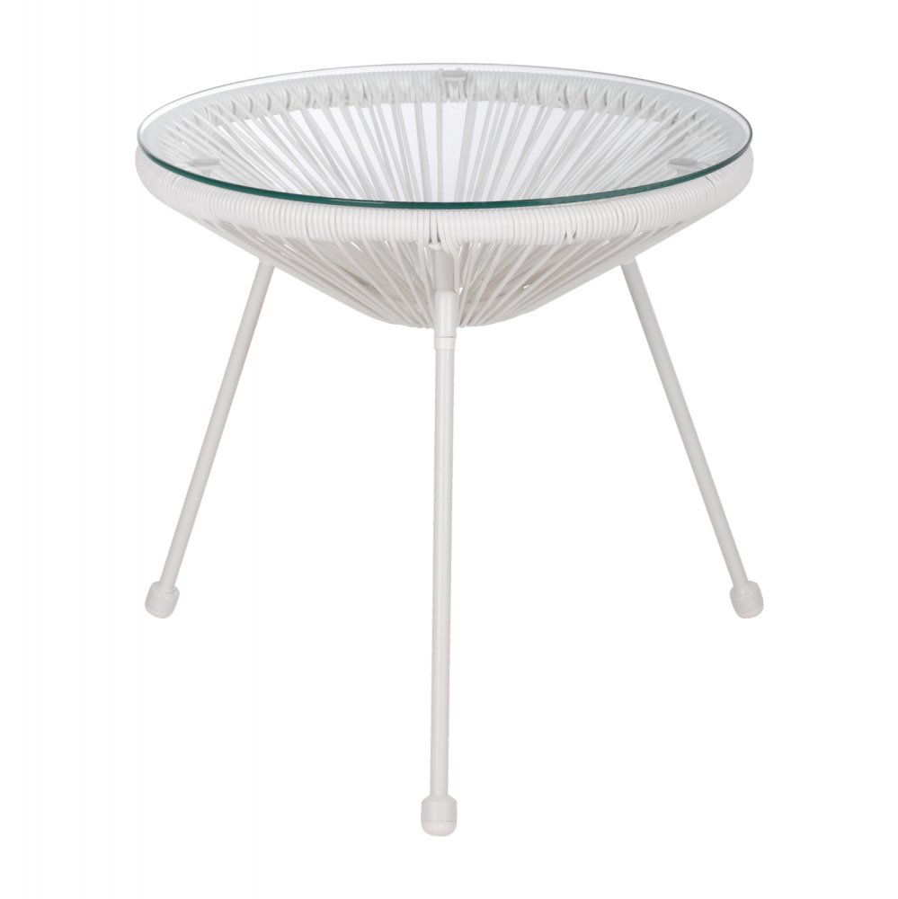 ALLEGRA BEISTELLTISCH PROFESSIONELL. METALL WEISS RATTAN WEISS Φ47x45cm
