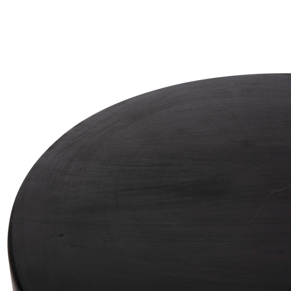 BEISTELLTISCH MASSIVES SUAR-HOLZ IN SCHWARZER FARBE, Φ58x34Hcm