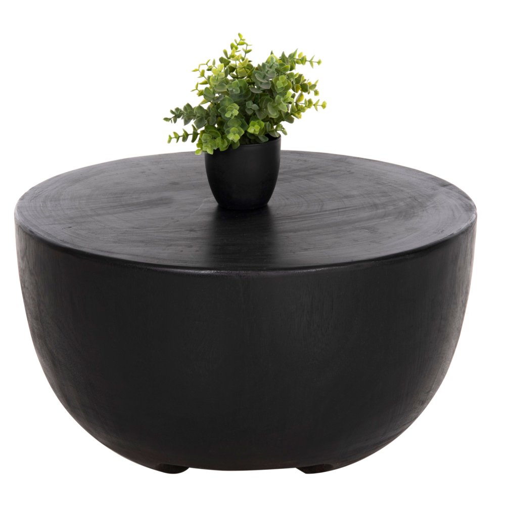 BEISTELLTISCH MASSIVES SUAR-HOLZ IN SCHWARZER FARBE, Φ58x34Hcm