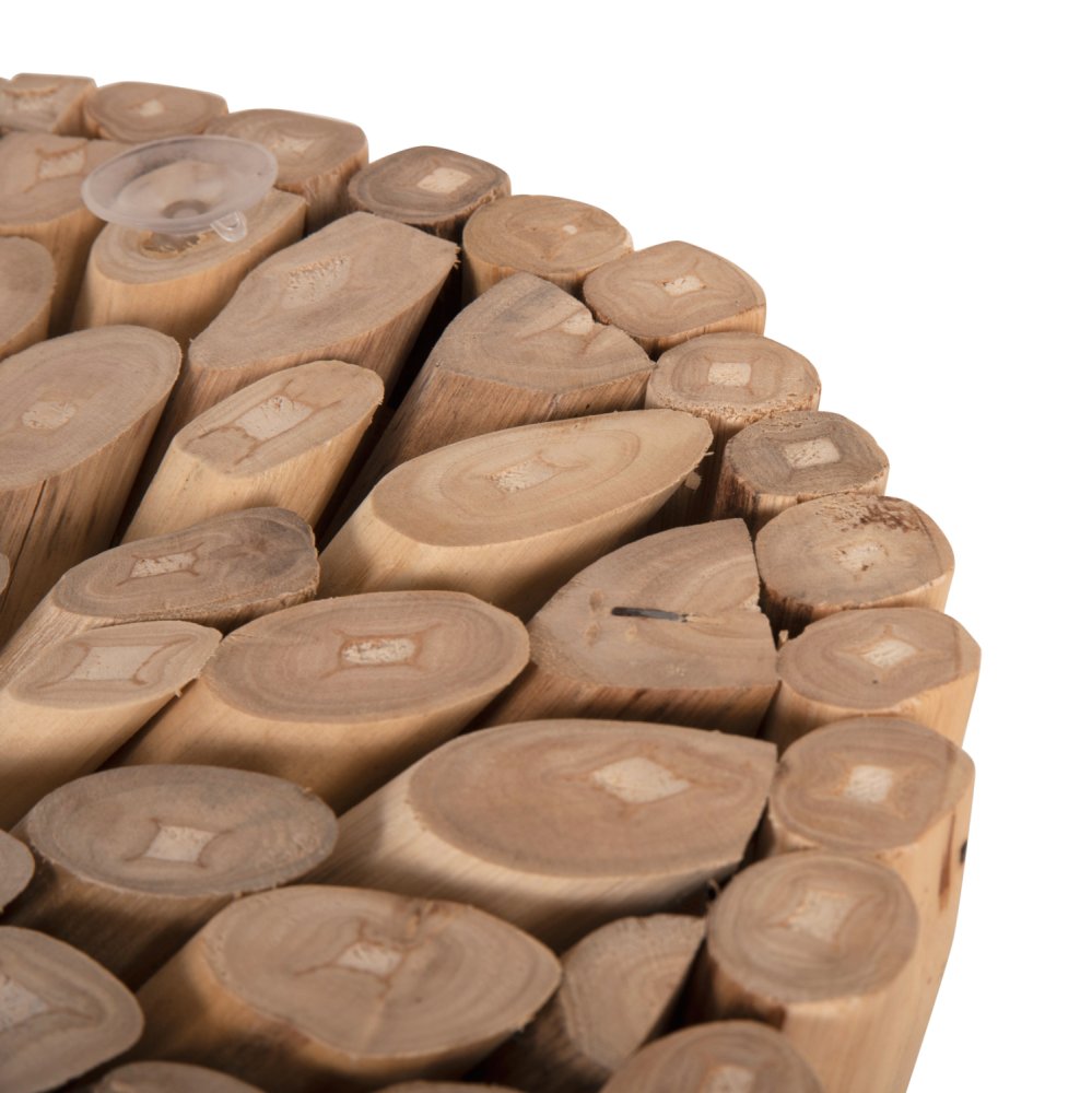 BEISTELLTISCH RUNDER COOTER TEAK-ZWEIGE IN NATURAL Φ37x50Hcm