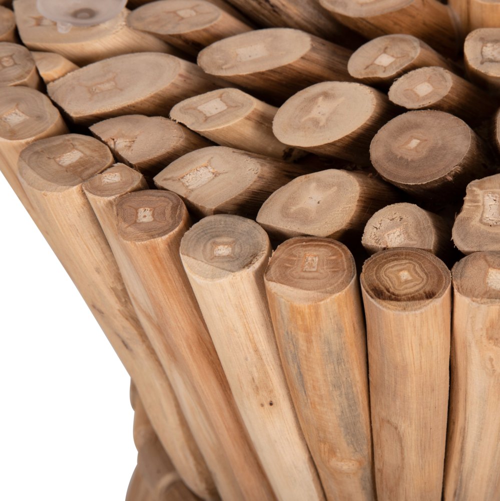 BEISTELLTISCH RUNDER COOTER TEAK-ZWEIGE IN NATURAL Φ37x50Hcm