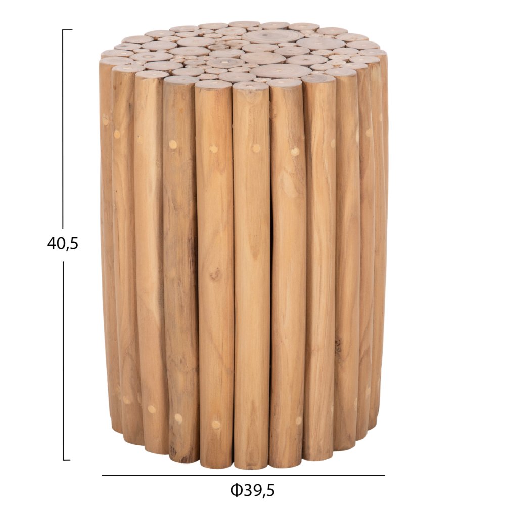 BEISTELLTISCH RUND TEAK-ZWEIGE IN NATÜRLICHER FARBE Φ29,5x40,5Hcm