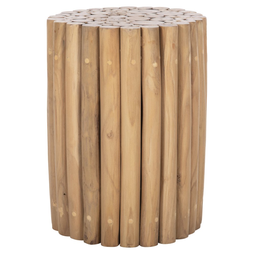 BEISTELLTISCH RUND TEAK-ZWEIGE IN NATÜRLICHER FARBE Φ29,5x40,5Hcm